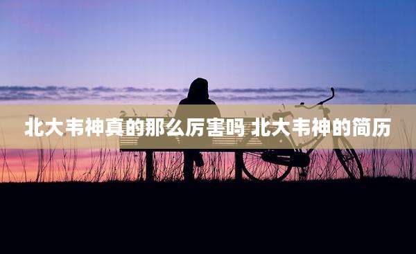 北大韦神真的那么厉害吗 北大韦神的简历